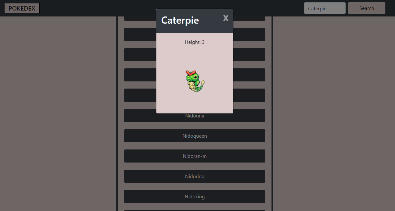 A picture of pokedex app